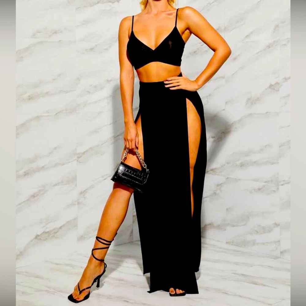 Bralette Top and High front Split Skirt